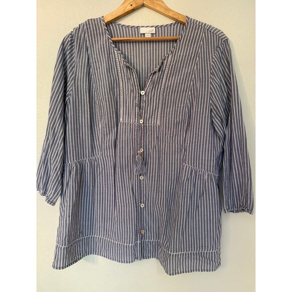 J. Jill Tops - J.Jill Striped Cotton Boho Peasant Style Top